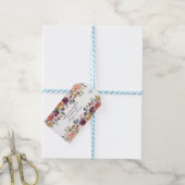 Burgundy Blush Ivory Floral Borders Weddenschap Cadeaulabel (Met Touw)