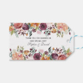 Burgundy Blush Ivory Floral Borders Weddenschap Cadeaulabel (Voorkant (Horizontaal))