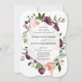 Burgundy Blush Ivory Floral Geometric Wedding Kaart (Voorkant)