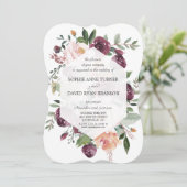 Burgundy Blush Ivory Floral Geometric Wedding Kaart (Staand voorkant)