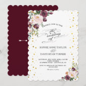 Burgundy Blush Ivory Floral Maroon Gold Wedding Kaart (Voorkant / Achterkant)