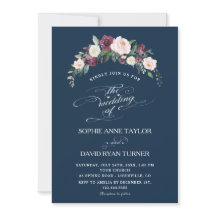 Burgundy Blush Ivory Floral Navy Blue Wedding