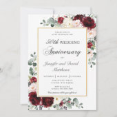 Burgundy Blush Ivory Floral Wedding Jubileum Kaart (Voorkant)