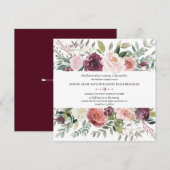 Burgundy Blush Ivory Floral Wreath Wedding Kaart (Voorkant / Achterkant)