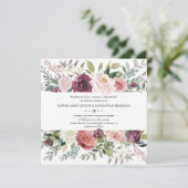 Burgundy Blush Ivory Floral Wreath Wedding Kaart (Staand voorkant)