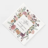 Burgundy Blush Ivory Floral Wreath Wedding Servet (Hoek)