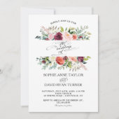 Burgundy Blush Ivory Flowers Lijst Weddenschap Kaart (Voorkant)