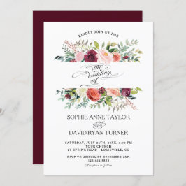 Burgundy Blush Ivory Flowers Lijst Weddenschap Kaart