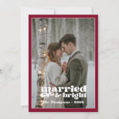 Burgundy & Blush Jonggehuwden Kerstmis Feestdagenkaart (Voorkant)