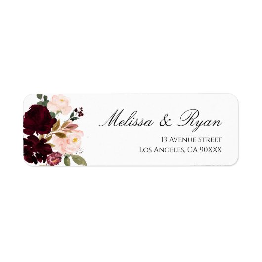 burgundy blush label floral address (Voorkant)