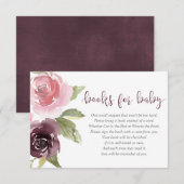 Burgundy blush meisje babyshower boek verzoek informatiekaartje (Voorkant / Achterkant)