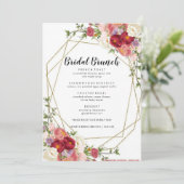 Burgundy Blush Modern Bridal Brunch Menu (Staand voorkant)