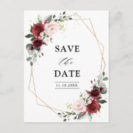 Burgundy Blush Modern Geometric Save the Date Briefkaart