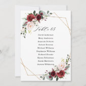 Burgundy Blush Modern Geometric Seating Chart Card Kaart (Voorkant)