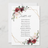 Burgundy Blush Modern Geometric Seating Chart Card Kaart (Achterkant)