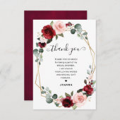 Burgundy Blush Modern Geometric Vrijgezellenfeest Bedankkaart (Voorkant / Achterkant)