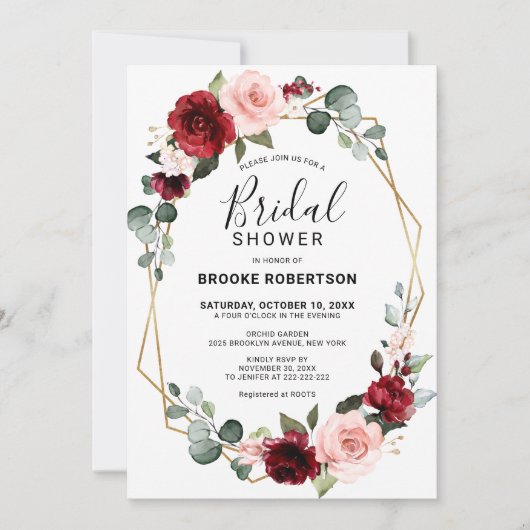 Burgundy Blush Modern Geometric Vrijgezellenfeest Kaart (Voorkant)