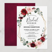 Burgundy Blush Modern Geometric Vrijgezellenfeest Kaart (Voorkant / Achterkant)