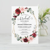 Burgundy Blush Modern Geometric Vrijgezellenfeest Kaart (Staand voorkant)