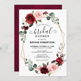 Burgundy Blush Modern Geometric Vrijgezellenfeest Kaart