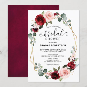 Burgundy Blush Modern Geometric Vrijgezellenfeest Kaart