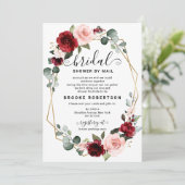 Burgundy Blush Modern Geometric Vrijgezellenfeest Kaart (Staand voorkant)