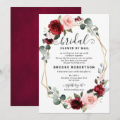 Burgundy Blush Modern Geometric Vrijgezellenfeest Kaart (Voorkant / Achterkant)