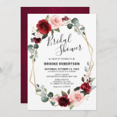 Burgundy Blush Modern Geometric Vrijgezellenfeest Kaart (Voorkant / Achterkant)