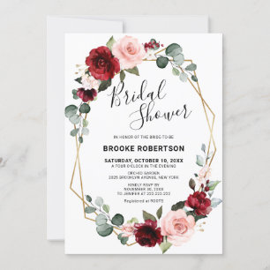 Burgundy Blush Modern Geometric Vrijgezellenfeest Kaart