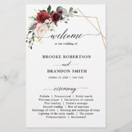 Burgundy Blush Modern Geometric Wedding Programme