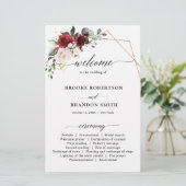 Burgundy Blush Modern Geometric Wedding Programme (Staand voorkant)