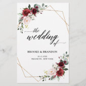 Burgundy Blush Modern Geometric Wedding Programme (Voorkant)