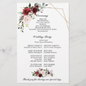Burgundy Blush Modern Geometric Wedding Programme (Achterkant)