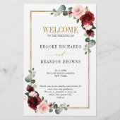 Burgundy Blush Modern Geometric Wedding Programme (Voorkant)