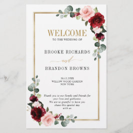 Burgundy Blush Modern Geometric Wedding Programme