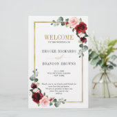 Burgundy Blush Modern Geometric Wedding Programme (Staand voorkant)