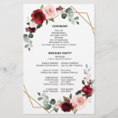 Burgundy Blush Modern Geometric Wedding Programme (Achterkant)