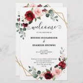 Burgundy Blush Modern Geometric Wedding Programme (Voorkant / Achterkant)