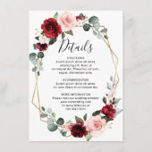 Burgundy Blush Moderne Geometrische Trouwdetails Informatiekaartje (Voorkant)