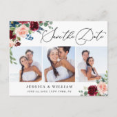 Burgundy Blush Navy 3 PHOTO Weddenschap Briefkaart (Voorkant)