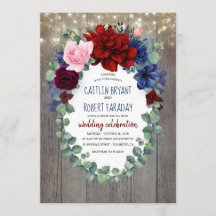 Burgundy Blush Navy Blue Floral Rustic Wedding