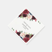 Burgundy Blush Navy Blue Floral Rustic Wedding Servet (Hoek)