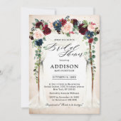 Burgundy Blush Navy Floral Arch Vrijgezellenfeest Kaart (Voorkant)