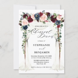 Burgundy Blush Navy Floral Canopy Rehearsal Kaart
