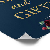 Burgundy blush navy floral cards en cadeaubord poster (Hoek)