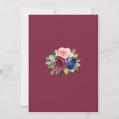 Burgundy Blush Navy Floral Waterverf Weddenschap Kaart (Achterkant)