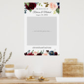 Burgundy Blush Navy Floral Wedding Photo Booth Poster (Keuken)