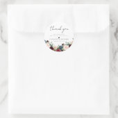 Burgundy Blush Navy Floral Wedding Ronde Sticker (Tas)