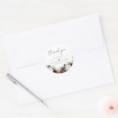 Burgundy Blush Navy Floral Wedding Ronde Sticker (Envelop)