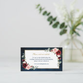 Burgundy Blush Navy Floral Wedding Website - Detai Informatiekaartje (Staand voorkant)